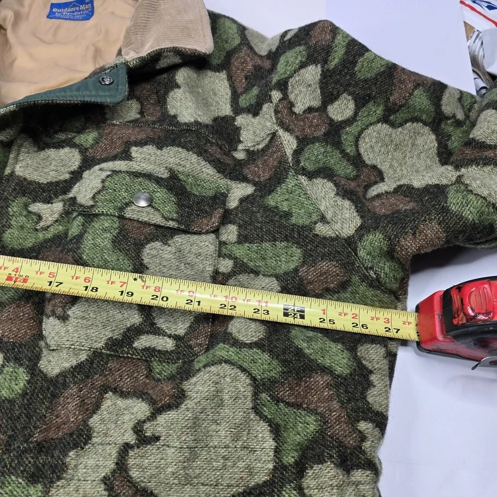 Outdoors Man By Pendleton Camo Field Jacket Mens XL 100% Wool‎ Game Pouch 3M VTG
